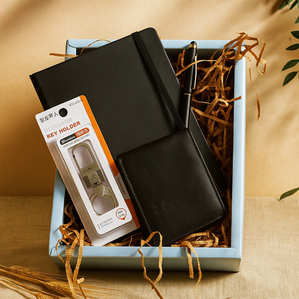 Executive Men’s Office Writing & Wallet Set – Wallet, Diary, Pen & Keychain (4-in-1)